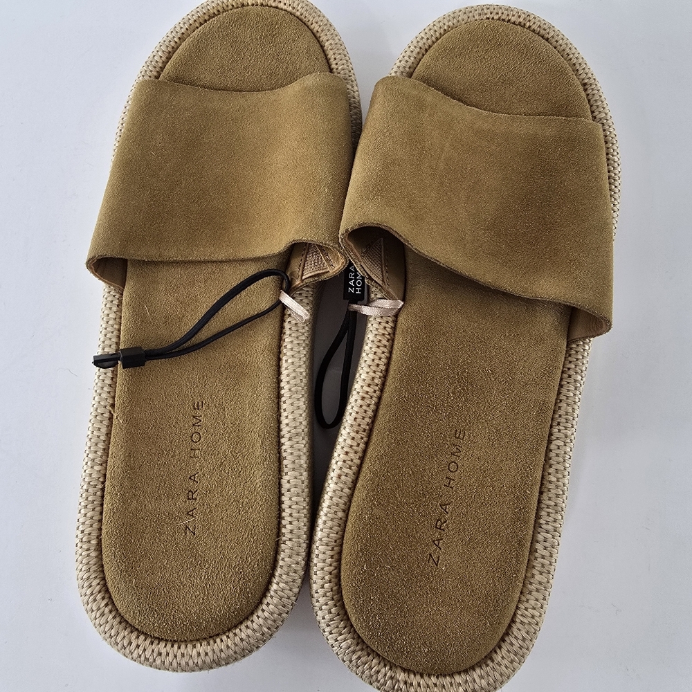 Zara Home Suede Espadrille Platform Slide Slip On Sandals Jute Woven NWT Size 8 - Picture 7 of 8
